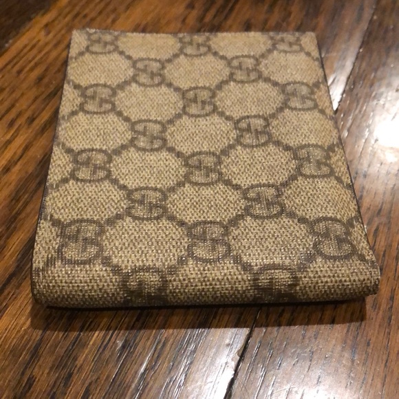 M GUCCI GG Brown Leather Coated Canvas Monogram Bifold Wallet - Picture 13 of 16